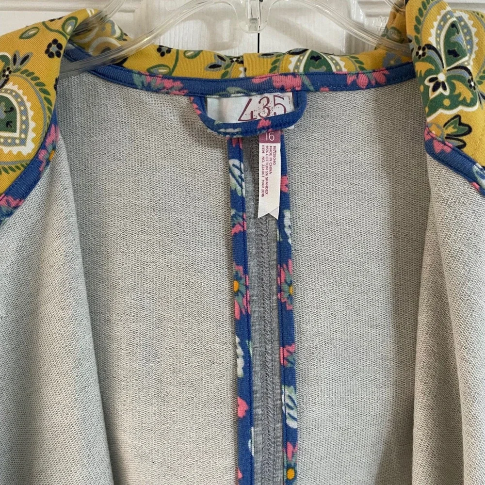 Matilda Jane 435 Girl's Sleeveless Open Front Hooded Vest 16 Gray Yellow Paisley